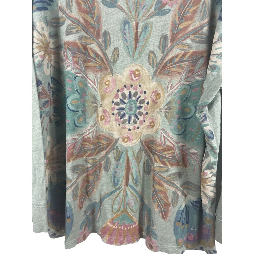 Natural Life Sage Green Long Sleeve Floral Graphic Print T-shirt O/S FLAW
